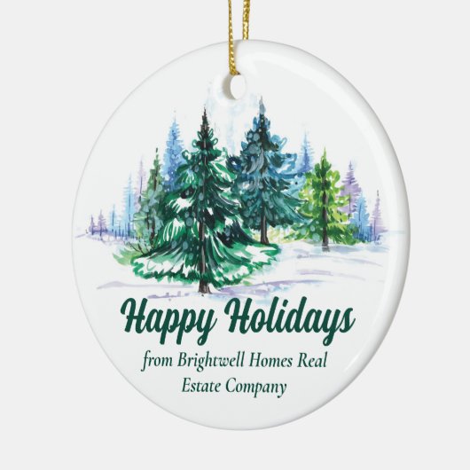 Beautiful Happy Holidays Custom Company Christmas Keramik Ornament (Links)
