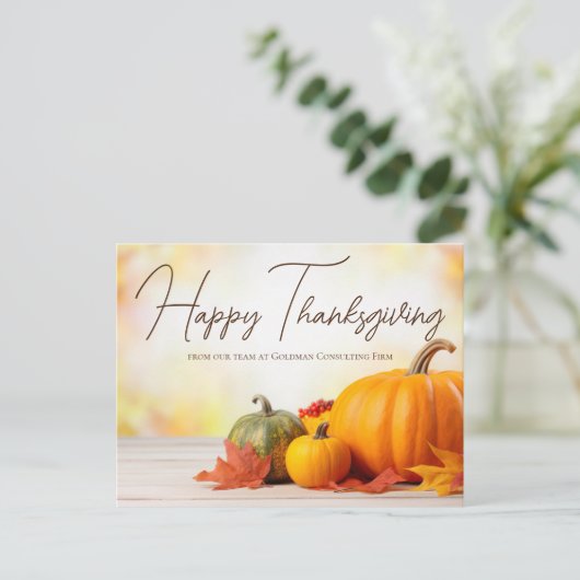 Beautiful Happy Thanksgiving Customizable Business Postkarte (Stehend Vorderseite)