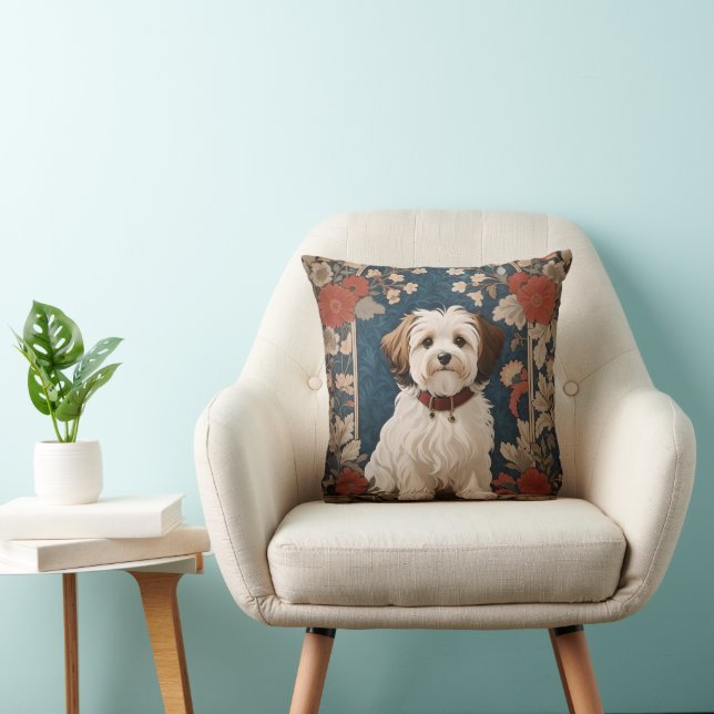 Beautiful Havanese Dog William Morris Floral Kissen (Stuhl )