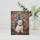 Beautiful Havanese Dog William Morris Floral Postkarte (Stehend Vorderseite)