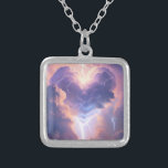 Beautiful heart of clouds and lightning. AI  Versilberte Kette<br><div class="desc">Very beautiful image with a heart of lightning and clouds. Perfect design for generative content.</div>