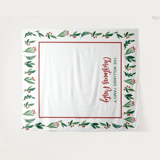 Beautiful Holly Berry Foto Party Booth Wandteppich (Vorderseite (Horizontal))