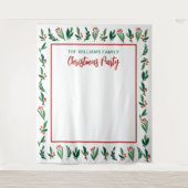 Beautiful Holly Berry Foto Party Booth Wandteppich (Vorderseite)