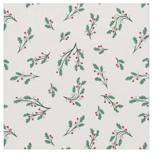 Beautiful Holly Seamless Christmas Pattern Stoff (Nahaufnahme)