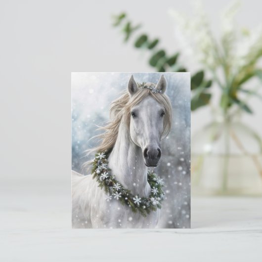 Beautiful Horse Christmas Holiday Seasons Greeting Postkarte (Stehend Vorderseite)