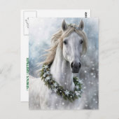 Beautiful Horse Christmas Holiday Seasons Greeting Postkarte (Vorne/Hinten)