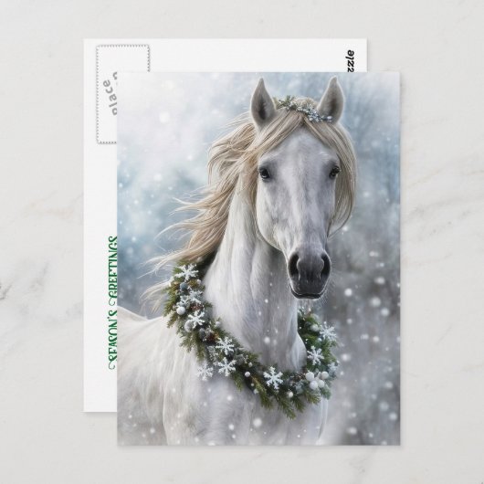 Beautiful Horse Christmas Holiday Seasons Greeting Postkarte (Vorne/Hinten)