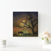 Beautiful Horse in the Harvest Quadratische Wanduhr (Zuhause)