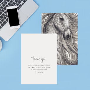 Beautiful Horse Modern Script Birthday Flat Dankeskarte