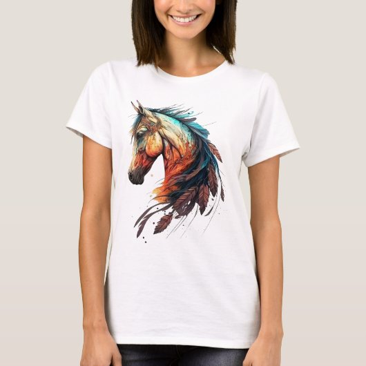 Beautiful Horse with Feathers T-Shirt (Vorderseite)