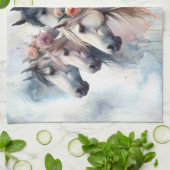 Beautiful Horses Floral Kitchen Towel Geschirrtuch (Gefaltet)