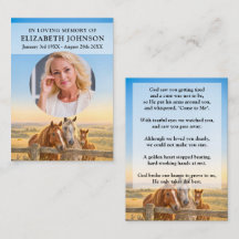 Beautiful Horses Funeral Prayer Poem Photo Cards