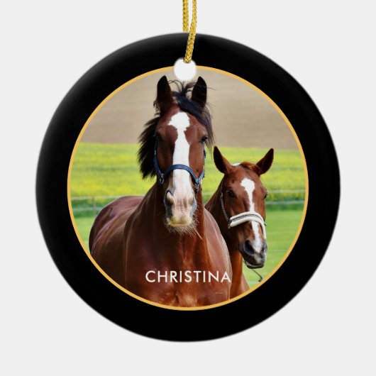 Beautiful horses personalized keramik ornament (Vorne)