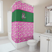 Beautiful Hot Pink Magenta Roses Name Monogram  Duschvorhang (Beispiel)