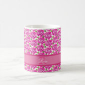 Beautiful Hot Pink Roses Custom Name Monogram Gift Kaffeetasse (Mittel)