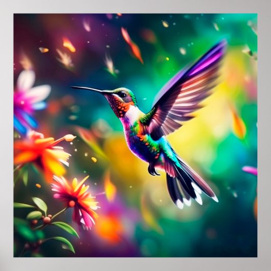 Beautiful Hummingbird in flight Poster (Vorne)