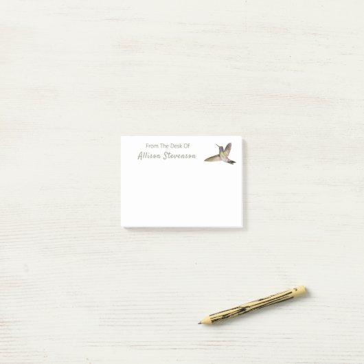 Beautiful Hummingbird Mit Monogramm Post-it Klebezettel (Auf Schreibtisch)