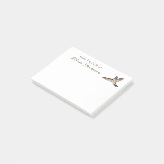 Beautiful Hummingbird Mit Monogramm Post-it Klebezettel (angewinkelt)