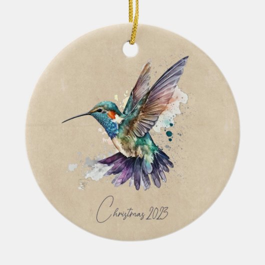Beautiful Hummingbird Personalisiert Watercolor Keramik Ornament (Vorne)