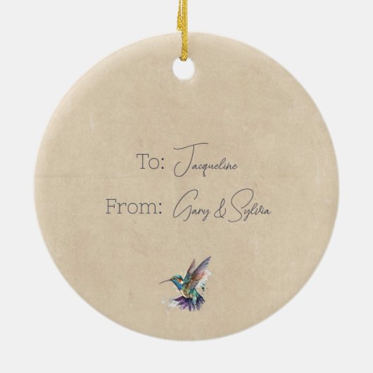 Beautiful Hummingbird Personalisiert Watercolor Keramik Ornament (Hinten)