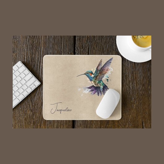 Beautiful Hummingbird Personalisiert Watercolor Mousepad
