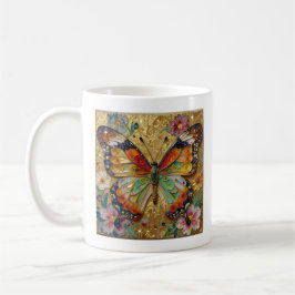 Beautiful Impasto Butterflies and Flowers Poem Kaffeetasse