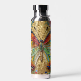 Beautiful Impasto Butterfly & Flowers  Trinkflasche