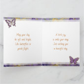 Beautiful Impasto Purple Butterfly and Flowers Karte (Innenseite)