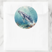Beautiful Impasto Whale Oceanic Illustration Runder Aufkleber (Tasche)