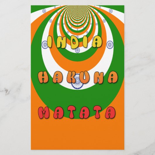 Beautiful India National Flag Colors Hakuna Matata Briefpapier (Vorderseite)