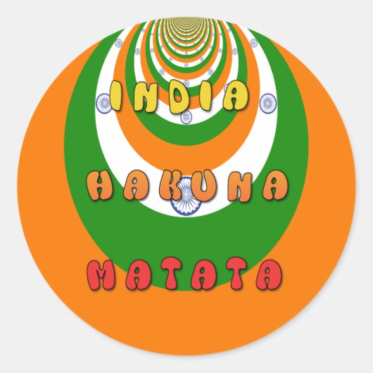 Beautiful India National Flag Colors Hakuna Matata Runder Aufkleber (Vorderseite)