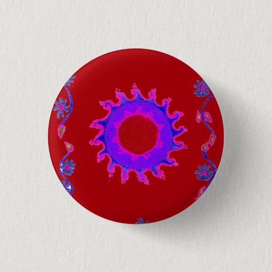 Beautiful Indian Motif Mehndi Art Design Button (Vorderseite)