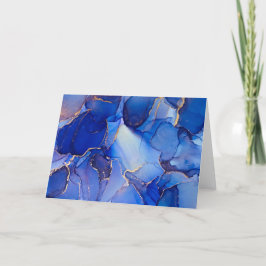 Beautiful Indigo Blue and Gold Abstrakt Note Card Dankeskarte