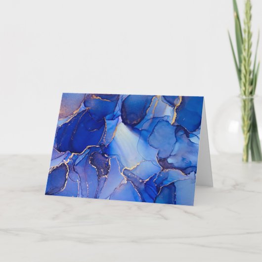 Beautiful Indigo Blue and Gold Abstrakt Note Card Dankeskarte (Vorderseite)