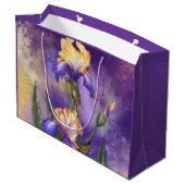 Beautiful Iris Blume Geschenktasche Lila Große Geschenktüte (Rückseite Schrägansicht)