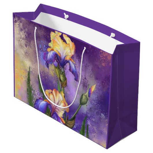 Beautiful Iris Blume Geschenktasche Lila Große Geschenktüte (Rückseite Schrägansicht)