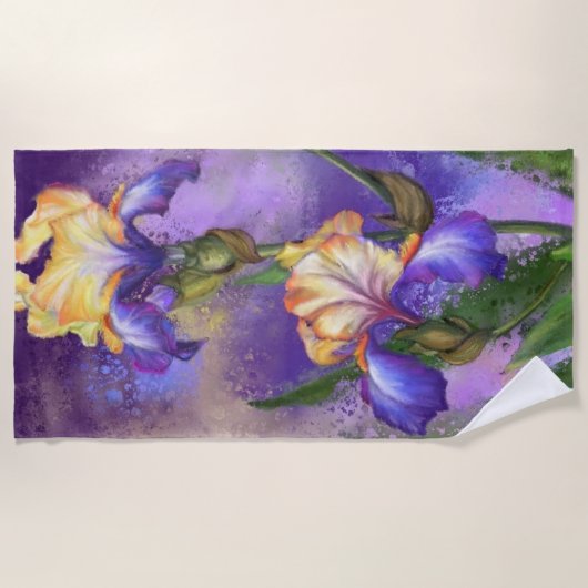 Beautiful Iris Blume - Malerei Strandtuch (Vorderseite)