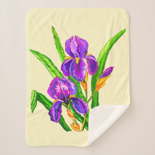 Beautiful Iris Blume Sherpa Blanket Irises Sherpadecke (Vorderseite)