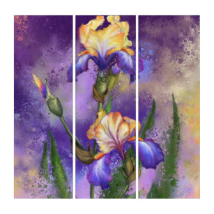 Beautiful Iris Blume Triptych Irish Painting Triptychon