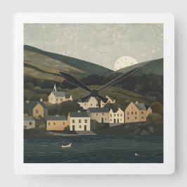 Beautiful Irish Countryside Clock Quadratische Wanduhr