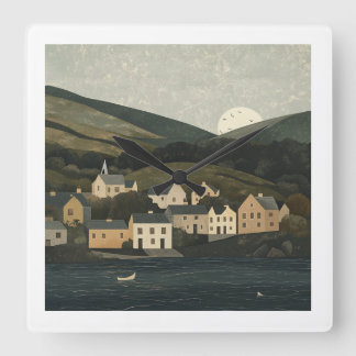 Beautiful Irish Countryside Clock Quadratische Wanduhr
