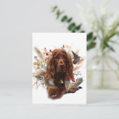 Beautiful Irish Red Setter Feiertagspostkarte (Stehend Vorderseite)