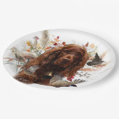 Beautiful Irish Red Setter Pappteller (Schrägansicht)