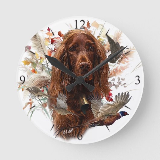 Beautiful Irish Red Setter Runde Wanduhr (Vorderseite)