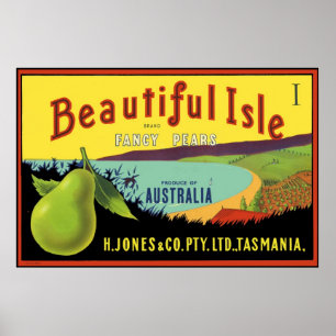 Beautiful Isle Australian Peacrate Crate Label Poster