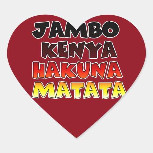 Beautiful Jambo Kenya Hakuna Matata Schöne Aussich Herz-Aufkleber (Vorderseite)