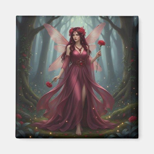 Beautiful January Garnet Fairy Magnet (Vorne)