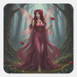Beautiful January Garnet Fairy Quadratischer Aufkleber