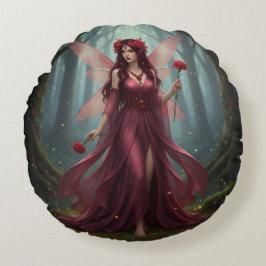 Beautiful January Garnet Fairy Rundes Kissen