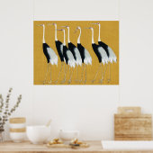 Beautiful Japanese Red Crown Cranes by Ogata Korin Poster (Küche)